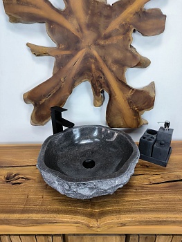 Раковина из мрамора Erozy Black EM-66609 46х46х16 из натурального камня