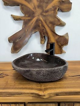 Раковина из речного камня RS-66518 48х40х16 из натурального камня