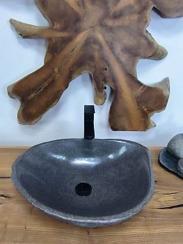 Раковина из речного камня RS-66422 52х37х15 из натурального камня