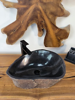 Раковина из речного камня RS-66655 51х37х15 из натурального камня