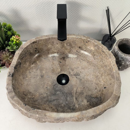 Каменная раковина из мрамора Erozy Grey EM-04972 (50*43*16) 0887 из натурального камня
