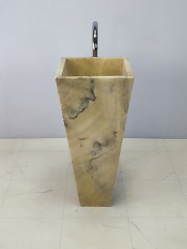 Раковина напольная из оникса Square Yellow ON-66243 40х40х90 из натурального камня