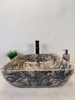 Раковина из мрамора Square Doreng Grey MS-70187 45*45*15 из натурального камня