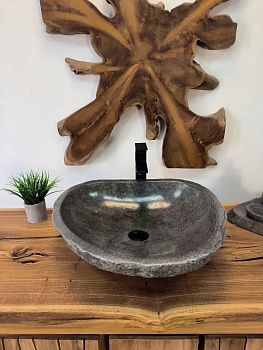 Раковина из речного камня RS-65859 53х48х15 из натурального камня