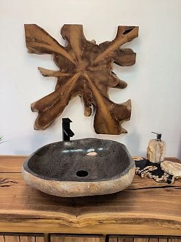Раковина из речного камня RS-65896 54х49х15 из натурального камня