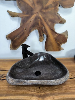 Раковина из речного камня RS-66698 56х43х15 из натурального камня