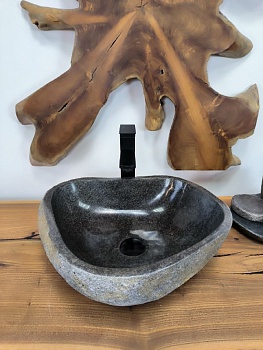 Раковина из речного камня RS-66320 45х40х15 из натурального камня