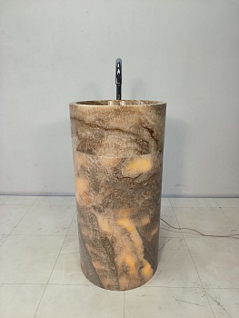 Раковина напольная из оникса Silinder Natural ON-65927 45х45х90 из натурального камня