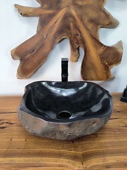 Раковина из речного камня RS-66653 48х42х15 из натурального камня
