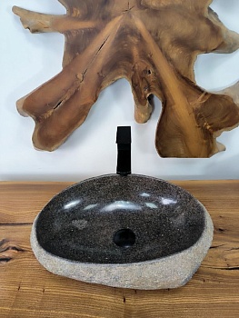 Раковина из речного камня RS-66640 49х33х15 из натурального камня