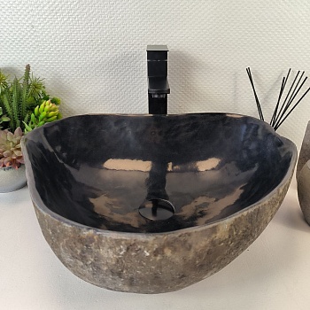 Раковина из речного камня RS-65366 48*42*15 из натурального камня