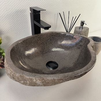 Раковина из речного камня RS-65397 46*36*15 из натурального камня