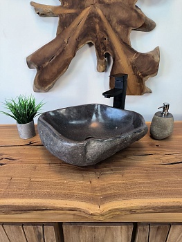 Раковина из речного камня RS-65783 44х37х15 из натурального камня