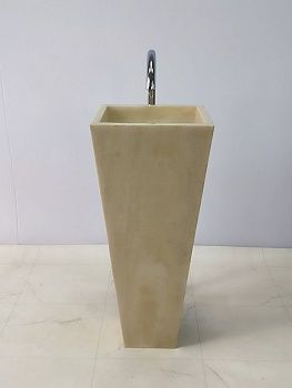 Раковина напольная из оникса Square Yellow ON-66246 40х40х90 из натурального камня
