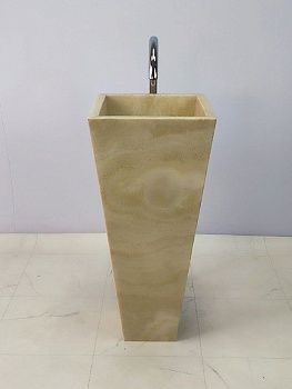 Раковина напольная из оникса Square Yellow ON-66245 40х40х90 из натурального камня