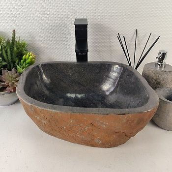 Раковина из речного камня RS-65447 38*31*16 из натурального камня