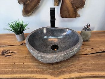 Раковина из речного камня RS-65781 43х37х14 из натурального камня