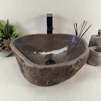 Раковина из речного камня RS-65497 50*40*16 из натурального камня