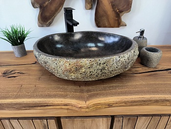 Раковина из речного камня RS-65812 53х40х15 из натурального камня