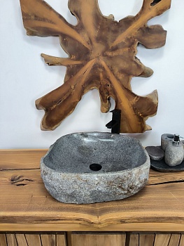 Раковина из речного камня RS-66319 50х42х15 из натурального камня