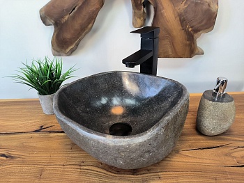 Раковина из речного камня RS-65778 36х33х15 из натурального камня