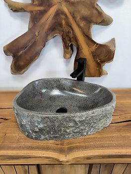 Раковина из речного камня RS-66560 54х37х15 из натурального камня