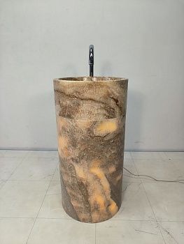Раковина напольная из оникса Silinder Natural ON-65927 45х45х90 из натурального камня