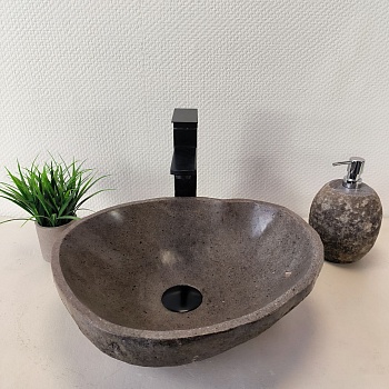 Раковина из речного камня RS-66026 41х35х14 из натурального камня