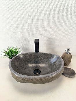 Раковина из речного камня RS-65981 49х34х15 из натурального камня