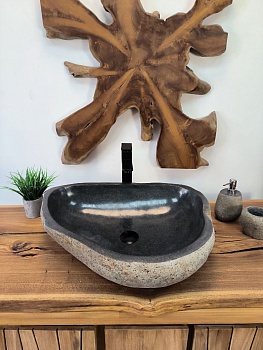 Раковина из речного камня RS-65819 58х47х15 из натурального камня