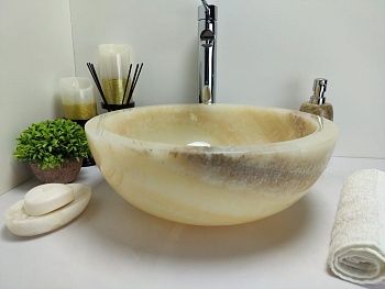 Раковина из оникса Bowl Yellow BO-60368 40*40*15 из натурального камня