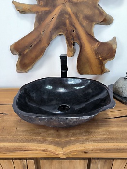 Раковина из речного камня RS-66280 51х40х14 из натурального камня