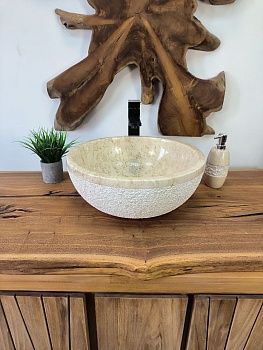 Раковина из мрамора Bowl Cream Dotted BM-65736 40х40х17 из натурального камня