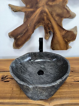 Раковина из речного камня RS-66536 54х44х15 из натурального камня