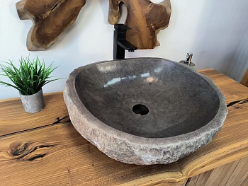 Раковина из речного камня RS-65807 54х51х15 из натурального камня