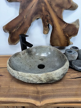 Раковина из речного камня RS-66336 49х40х15 из натурального камня