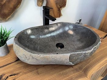 Раковина из речного камня RS-65804 60х42х15 из натурального камня