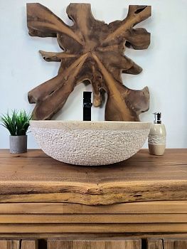 Раковина из мрамора Bowl Cream Dotted BM-65732 45х45х15 из натурального камня