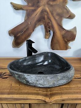 Раковина из речного камня RS-66696 55х37х14 из натурального камня