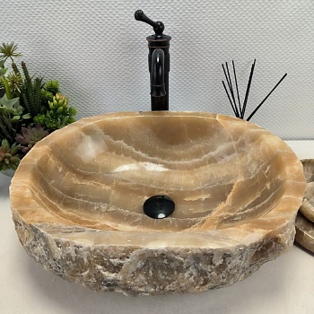 Раковина из оникса Erozy Yellow EO-62316 51*42*16 из натурального камня