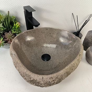Раковина из речного камня RS-65434 45*41*15 из натурального камня