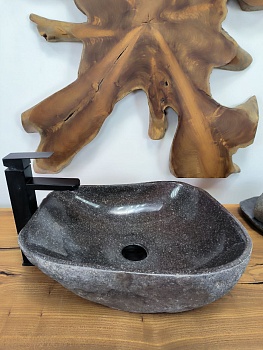 Раковина из речного камня RS-66290 48х40х15 из натурального камня