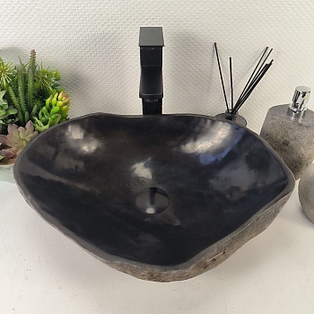 Раковина из речного камня RS-65430 46*37*14 из натурального камня