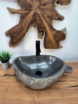 Раковина из речного камня RS-65767 47х33х15 из натурального камня
