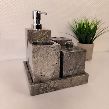 Набор из мрамора 7 предм Bhatroom Set Grey NM-65303 (17см*17см) квадрат 0897
