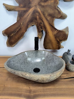 Раковина из речного камня RS-66348 51х38х15 из натурального камня