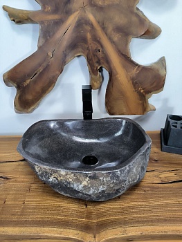 Раковина из речного камня RS-66675 49х37х15 из натурального камня