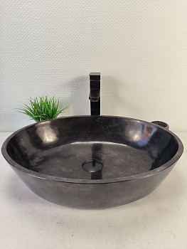 Раковина из мрамора Oval Black Tin Lip MO-60974 52*38*14 из натурального камня