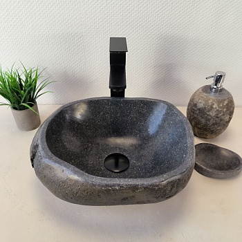 Раковина из речного камня RS-66022 39х32х15 из натурального камня