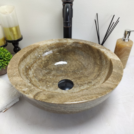 Раковина из оникса Bowl Grey Sink Tinpotish Small BO-00606 (3cm) (40*40*15см)